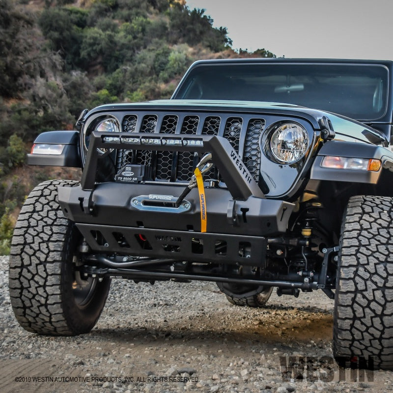 Westin 18-19 Jeep Wrangler JL Stubby Front Bumper - Textured Black