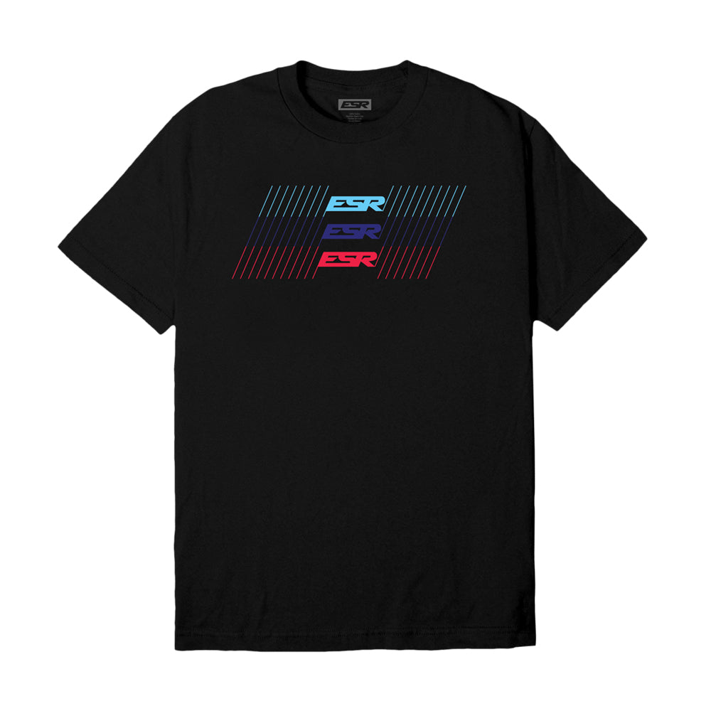 ESR WHEELS BMW M COLORS SHORT SLEEVE TEE SHIRT - BLACK