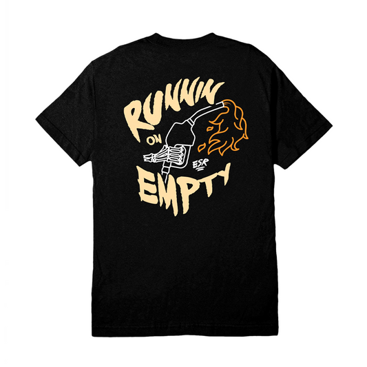 ESR WHEELS RUNNIN ON EMPTY SHORT SLEEVE TEE SHIRT - BLACK