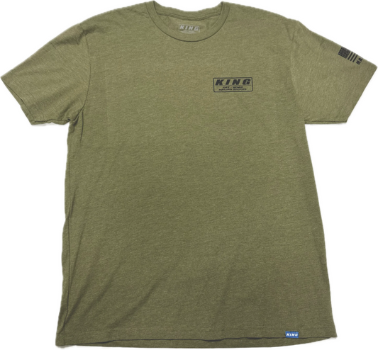 KING SHOCKS OLIVE GREEN CREW TEE BLACK LOGO