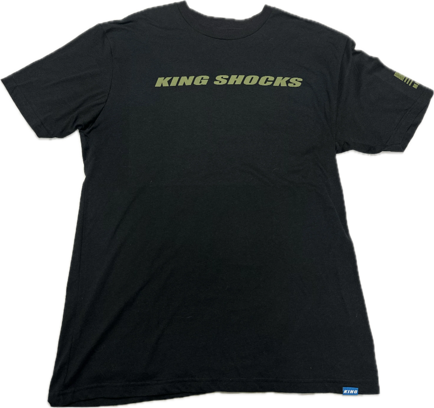 KING SHOCKS BLACK CVC CREW TEE W/ OLIVE GREEN CHEST BANNER