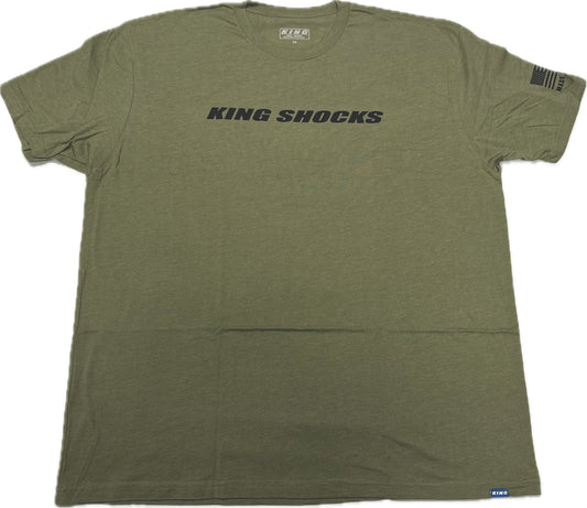 KING SHOCKS OLIVE GREEN CVC CREW TEE W/ BLACK CHEST BANNER