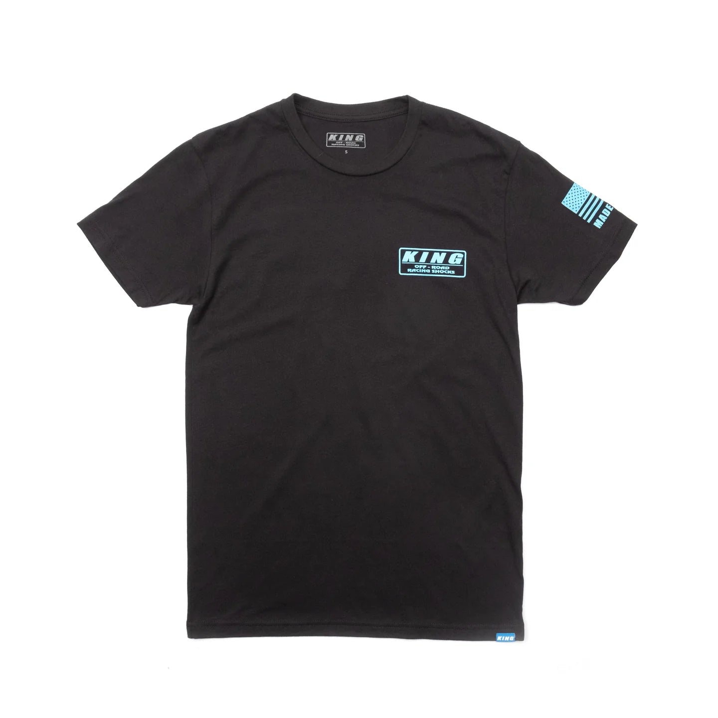 KING SHOCKS BLACK CVC CREW TEE W/NEON BLUE LOGO