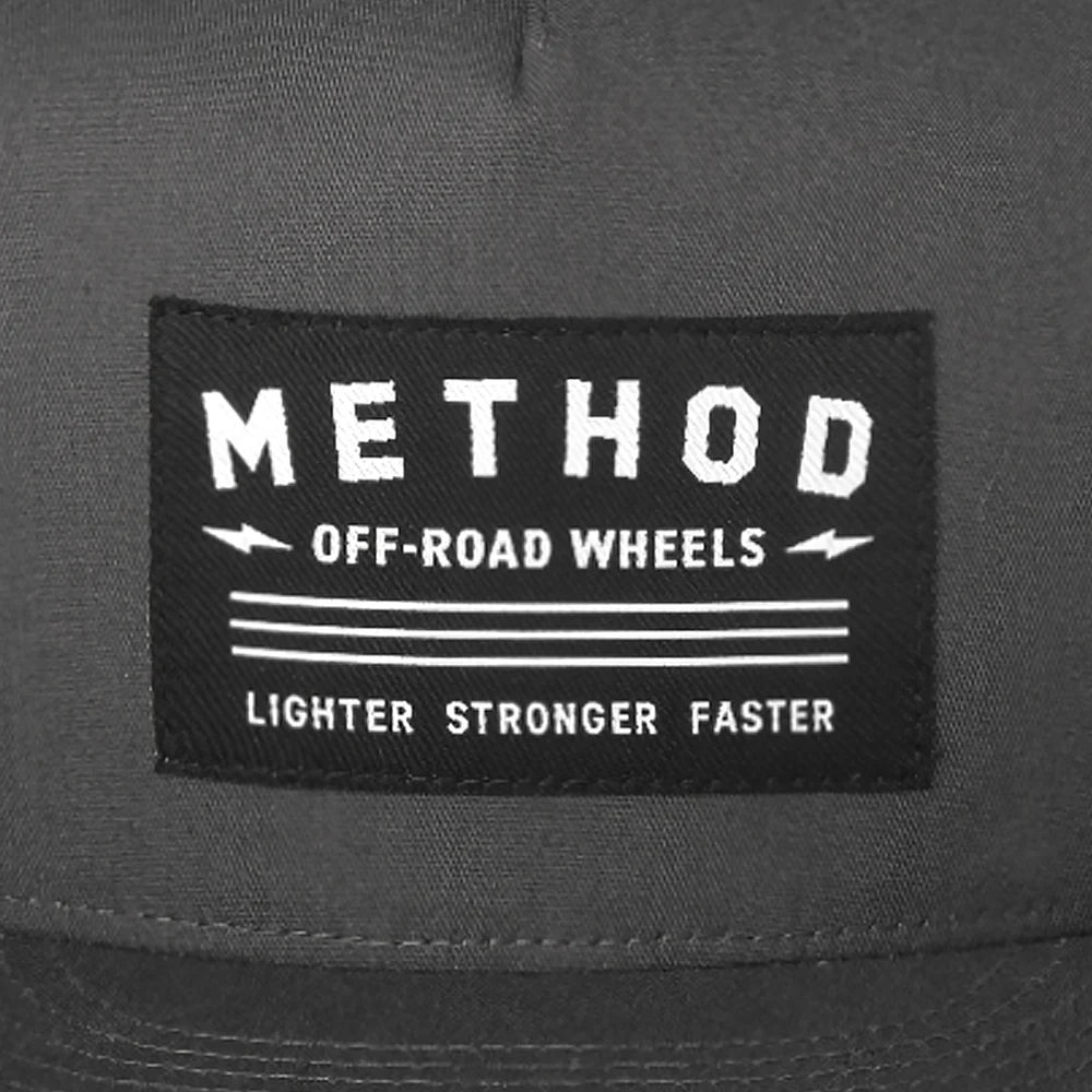 Method Bolted Flatbill Trucker Hat SNAPBACK CHARCOAL