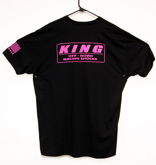 KING SHOCKS BLACK CVC CREW TEE W/ HOT PINK LOGO