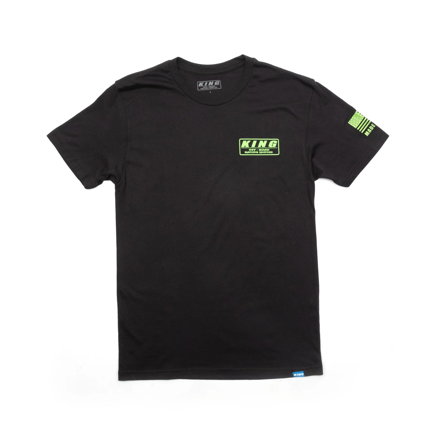 KING SHOCKS BLACK CVC CREW TEE W/NEON GREEN LOGO