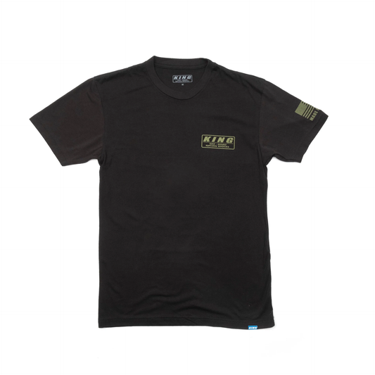 KING SHOCKS BLACK CVC CREW TEE W/ OLIVE GREEN LOGO